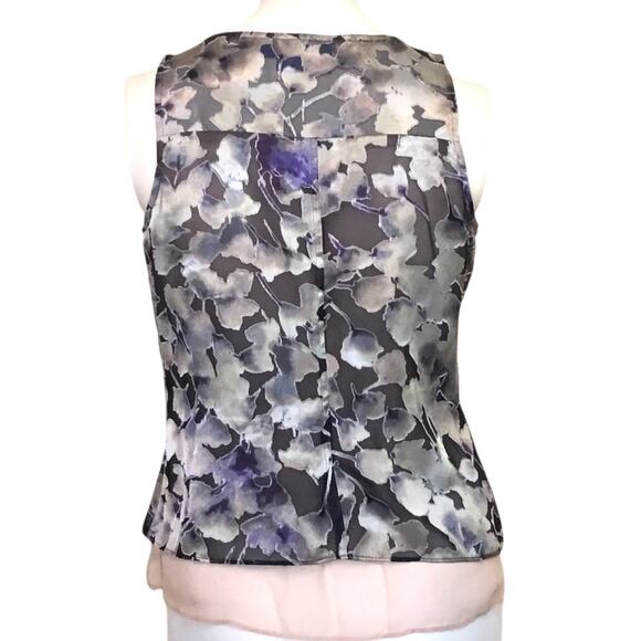 Vera Simply Vera Wang Top Black Tan Tiered Layer Floral PS - Picture 3 of 5